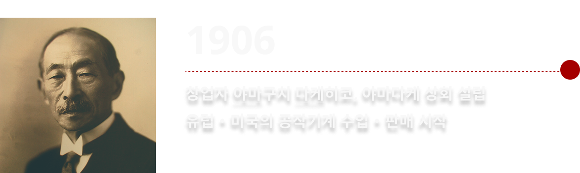 1906：Takehiko Yamaguchi founded Yamatake Shokai for the import of European and American machine tools